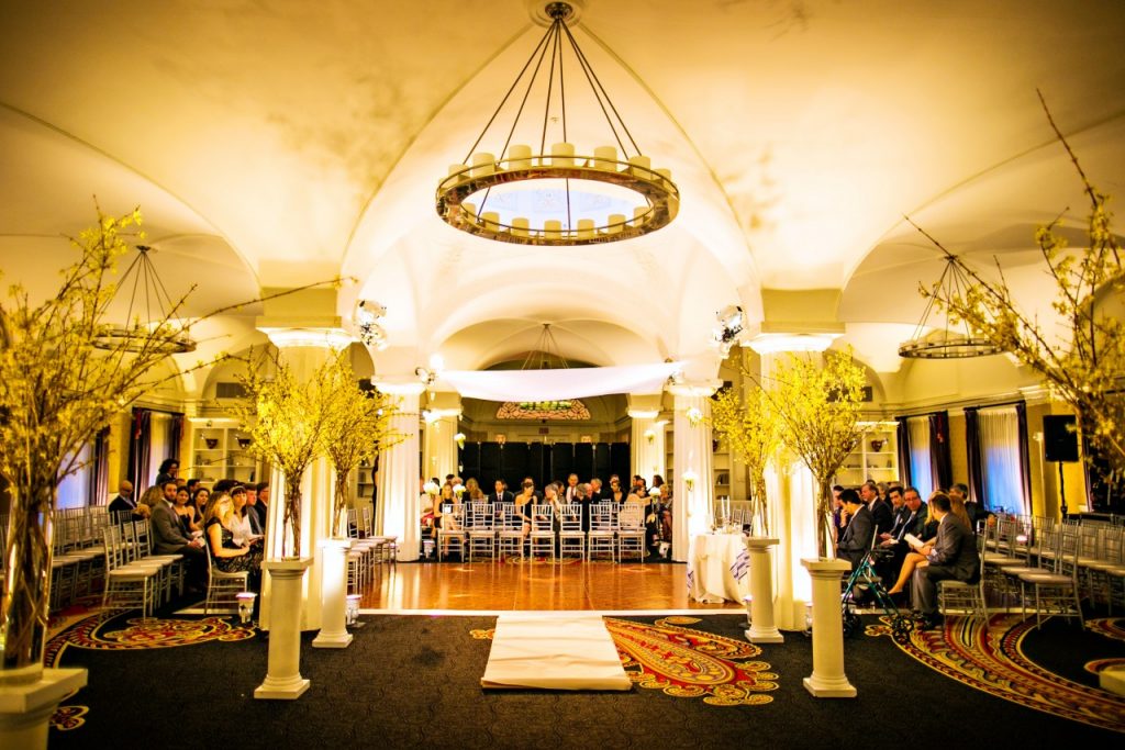 Jewish DC wedding ceremony with suspended chuppah at Monaco DC