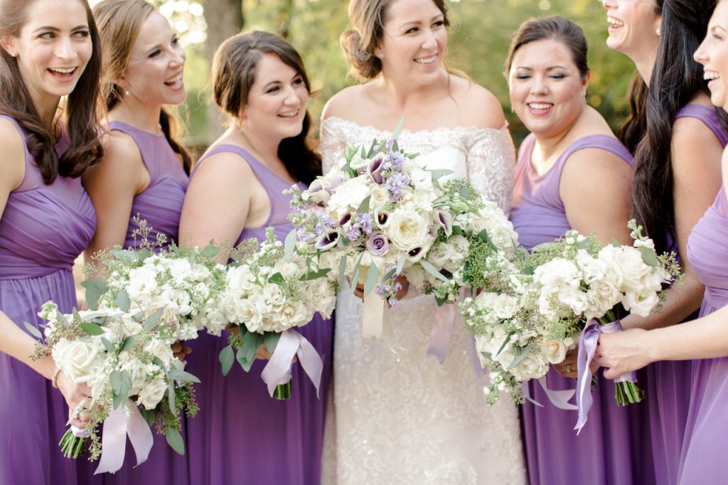 Wedding party in timeless purples at Josephine Butler Parks Center