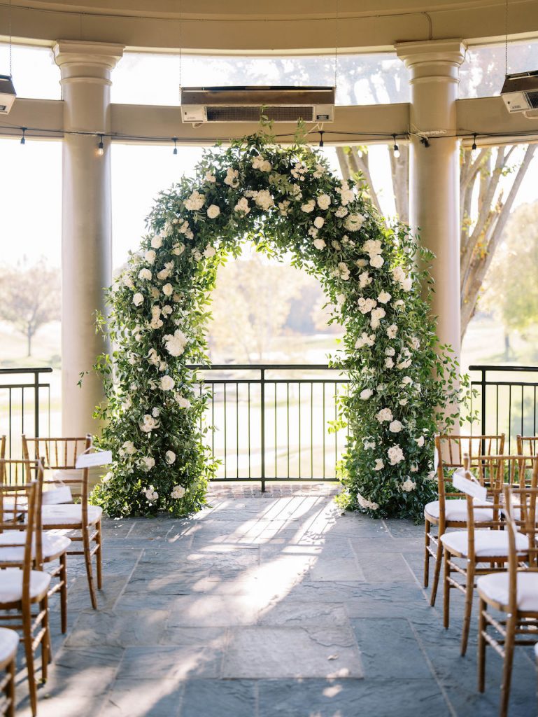 Classic wedding arch in white and green